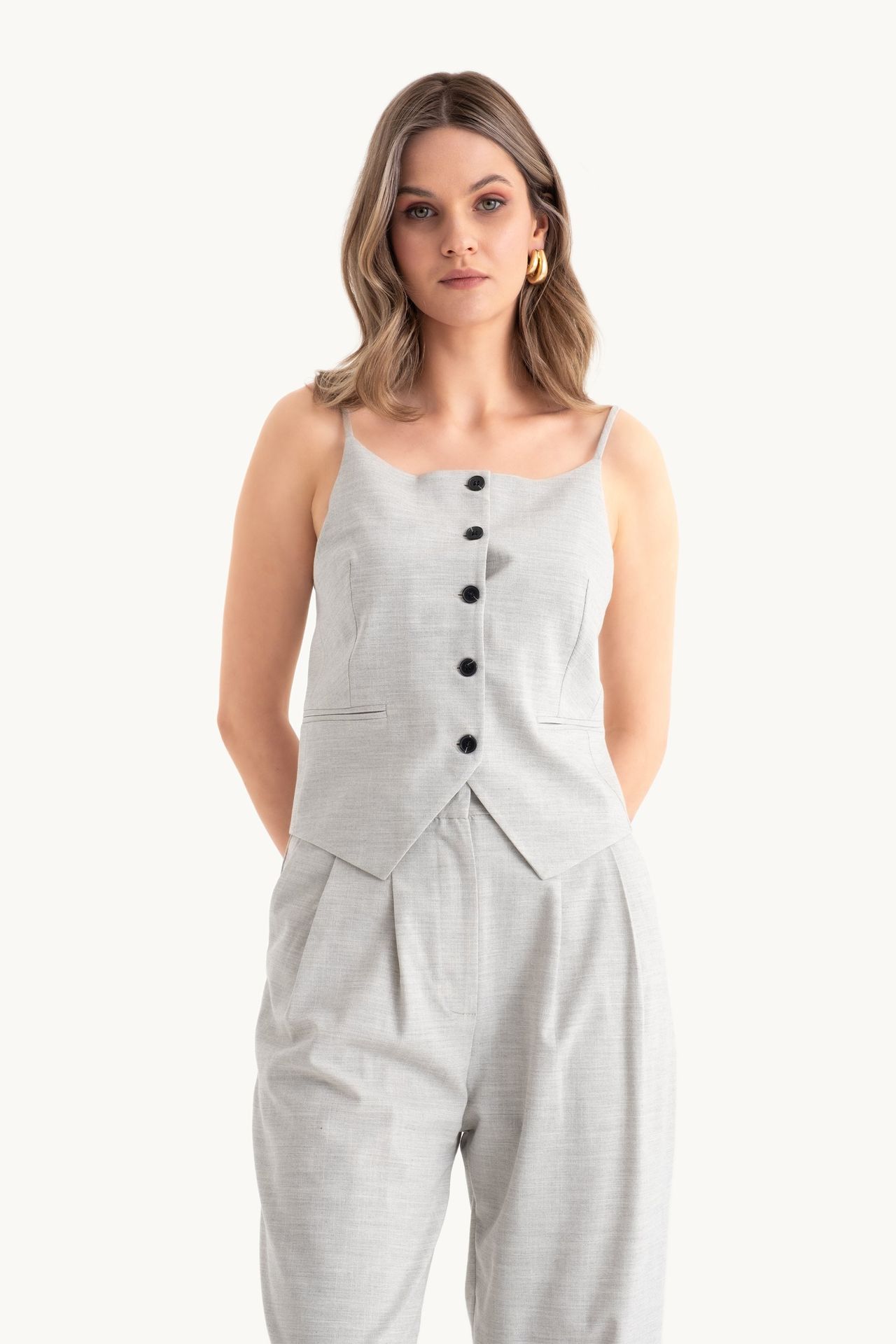 Spaghetti Strap Buttoned Top