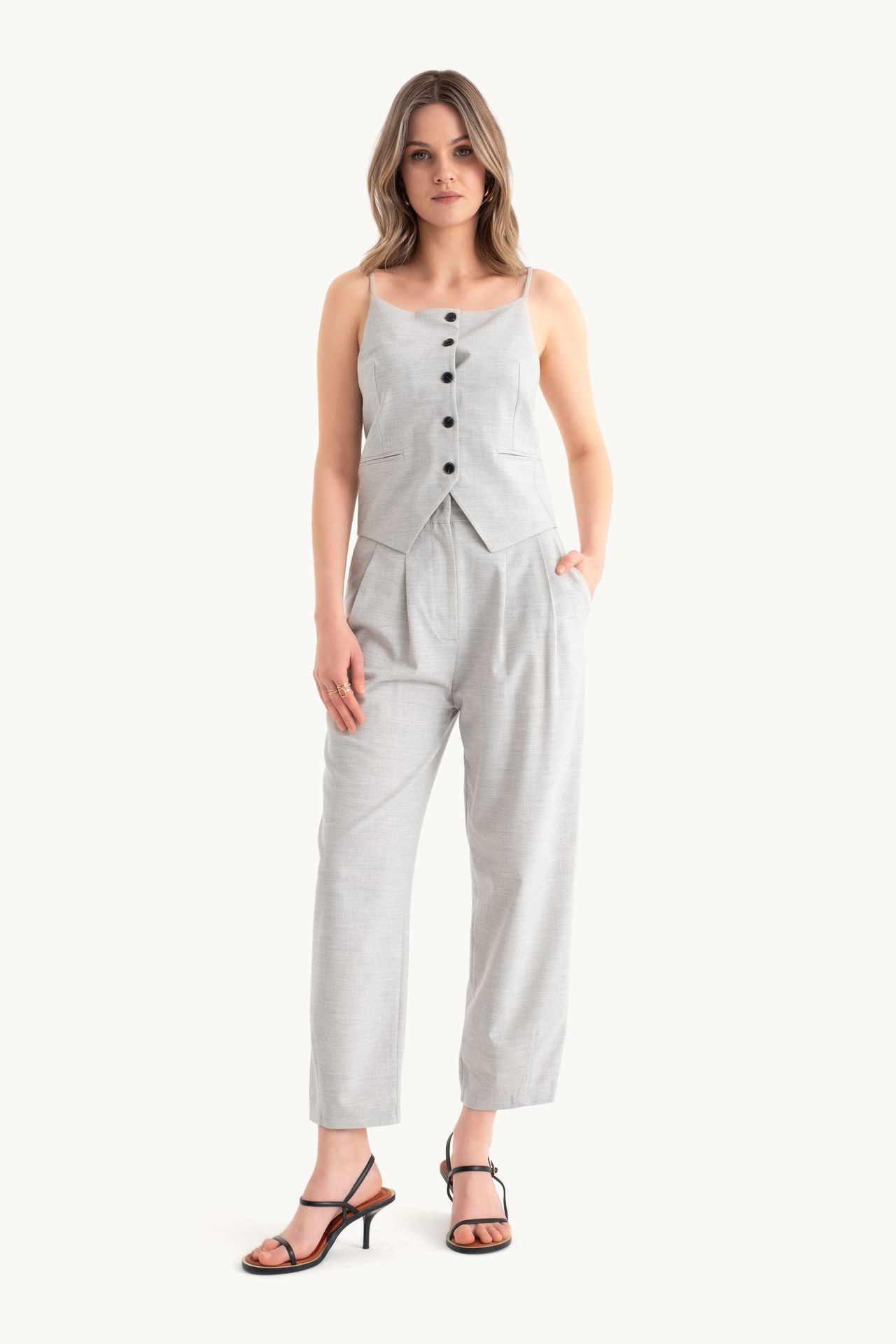 Spaghetti Strap Buttoned Top
