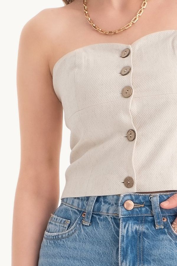 Sweetheart Neck Buttoned Bandeau Crop top 6