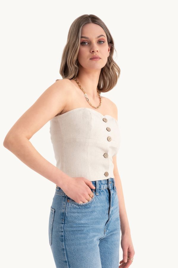 Sweetheart Neck Buttoned Bandeau Crop top 5