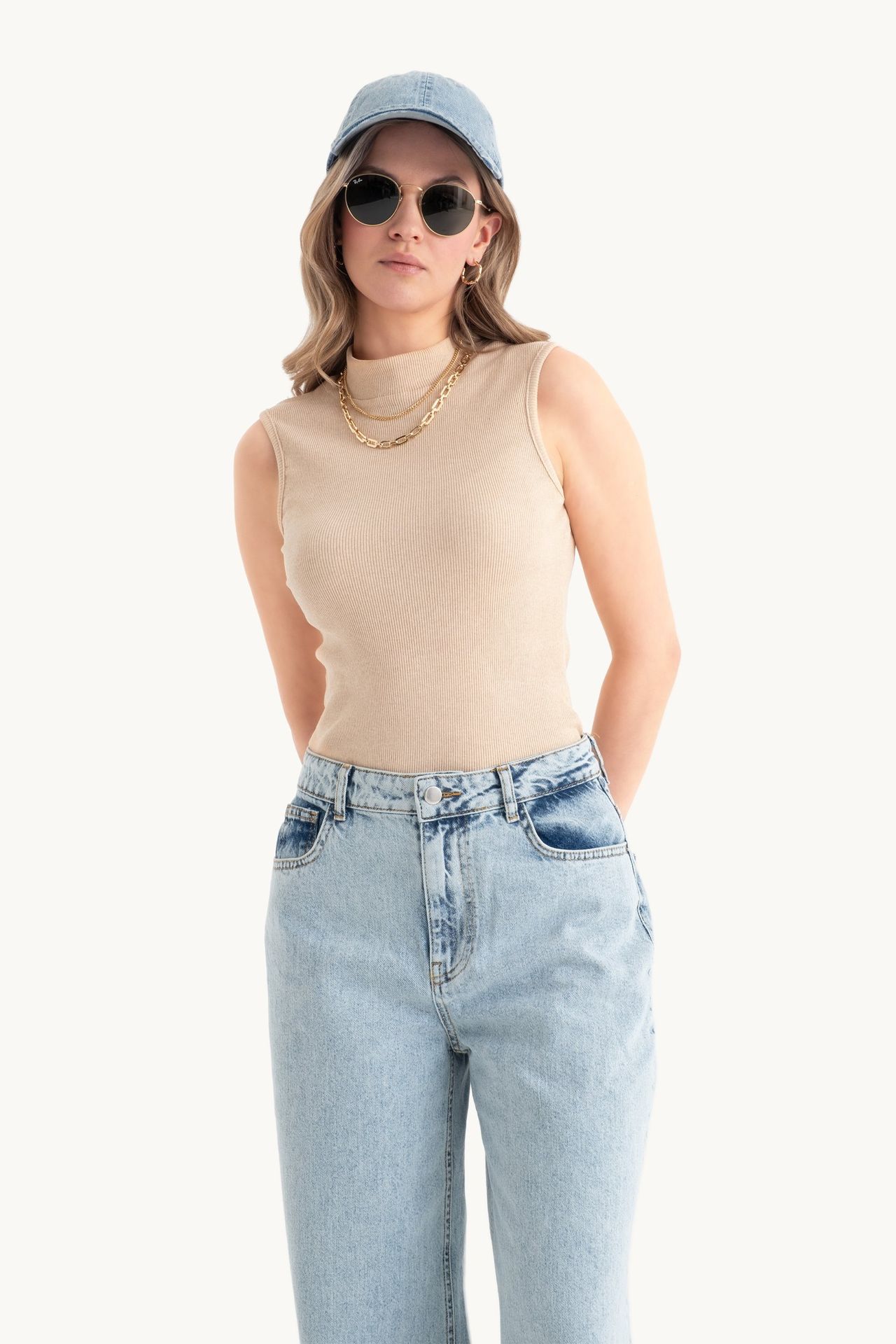 High Neck Ribbed Bodycon Top