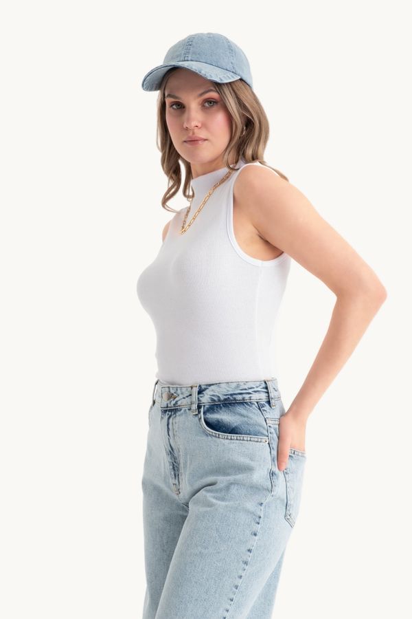 High Neck Ribbed Bodycon Top 2