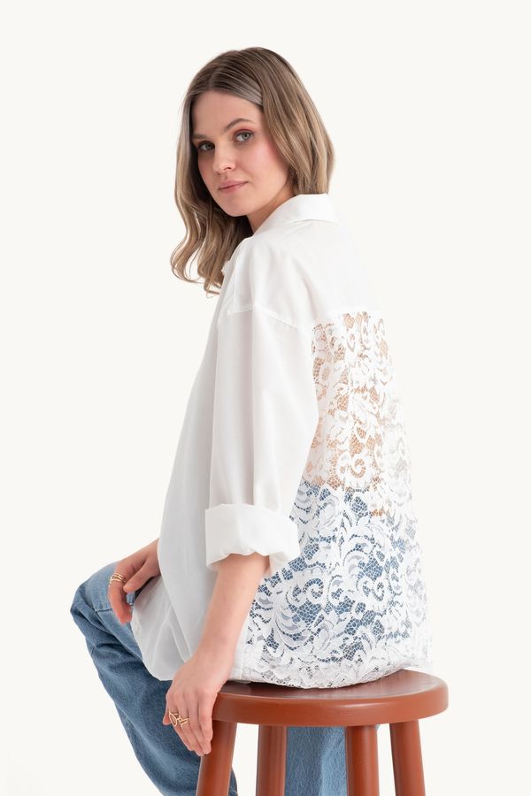 Lace Up Back Long Sleeve Oversized Shirt 5