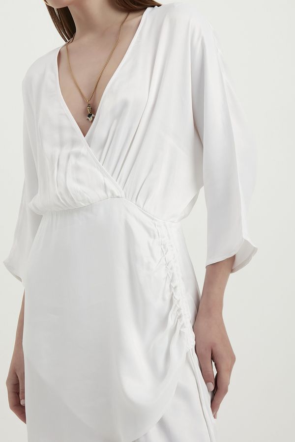 V Neck Long Sleeves Wrap Mini Dress with Side Detail 5