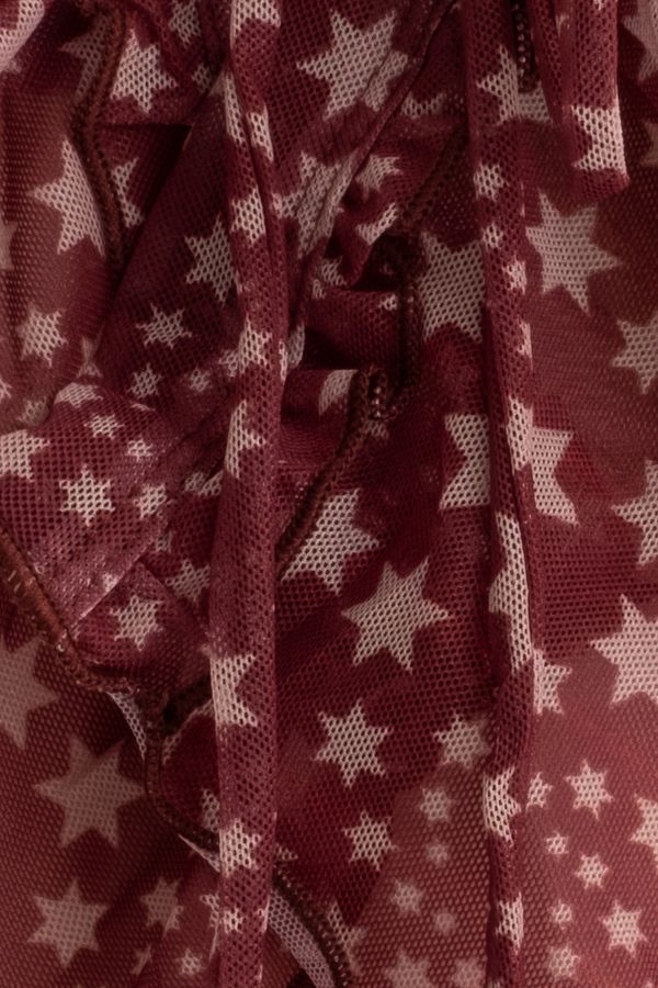 Star Patterned V Neck Sheer Long Sleeve Cropped Top 5