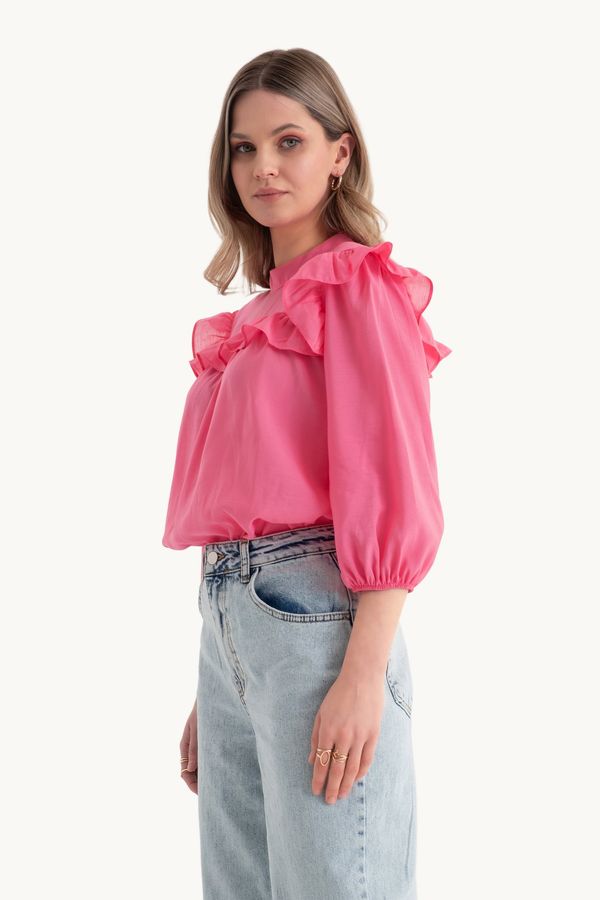 Round Neck Loose Blouse 3