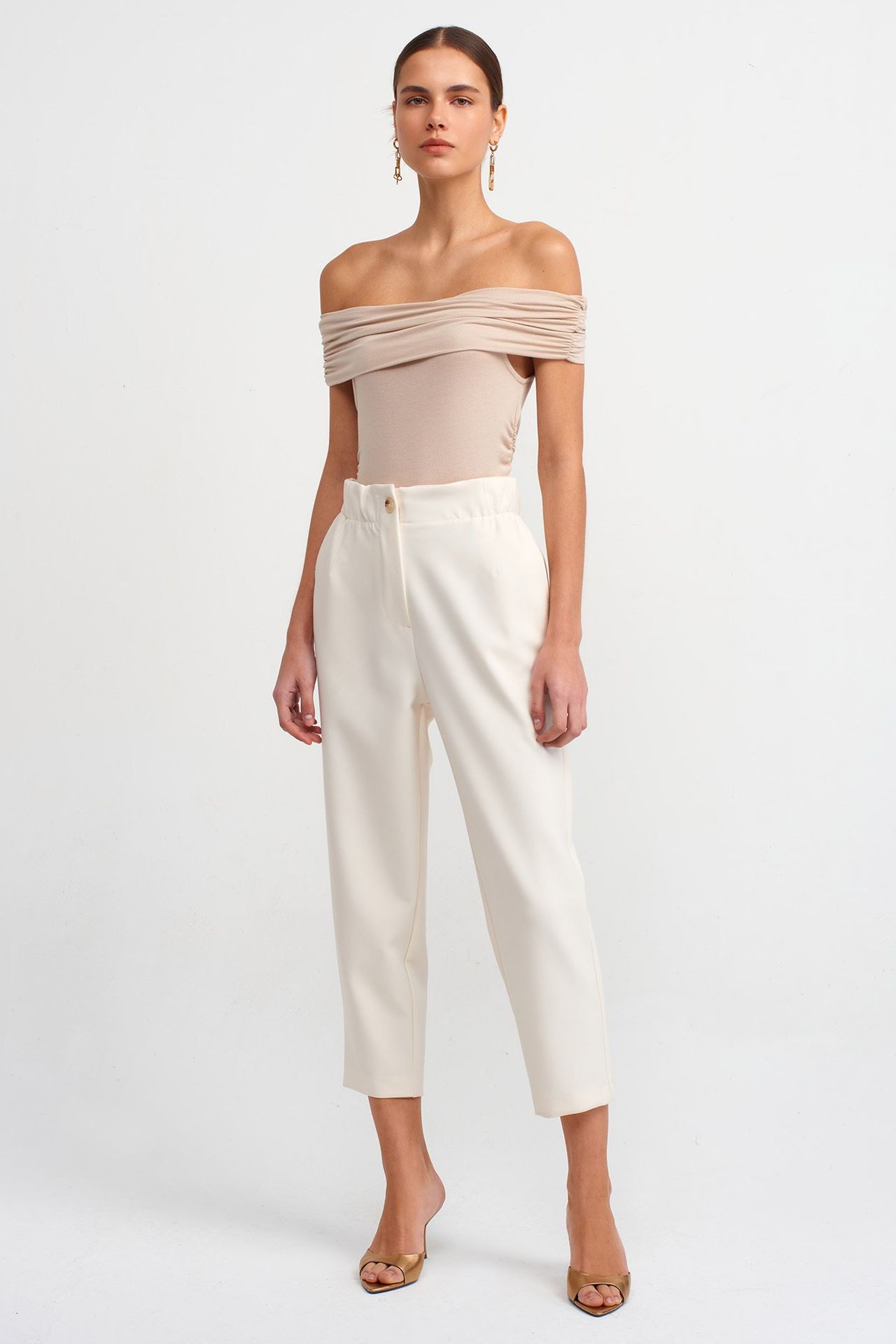Off Shoulder Ruched Bodycon Top