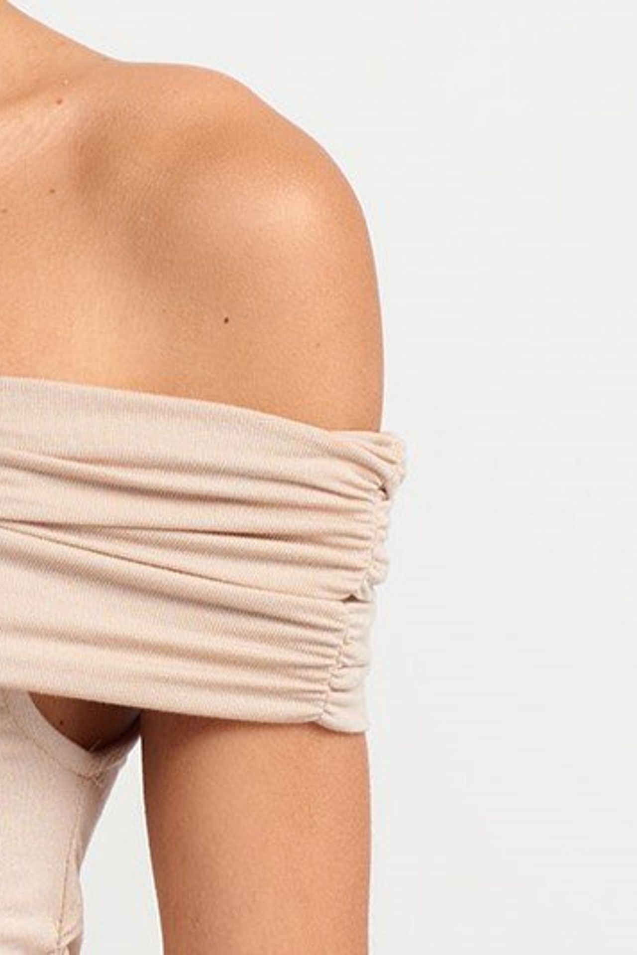 Off Shoulder Ruched Bodycon Top