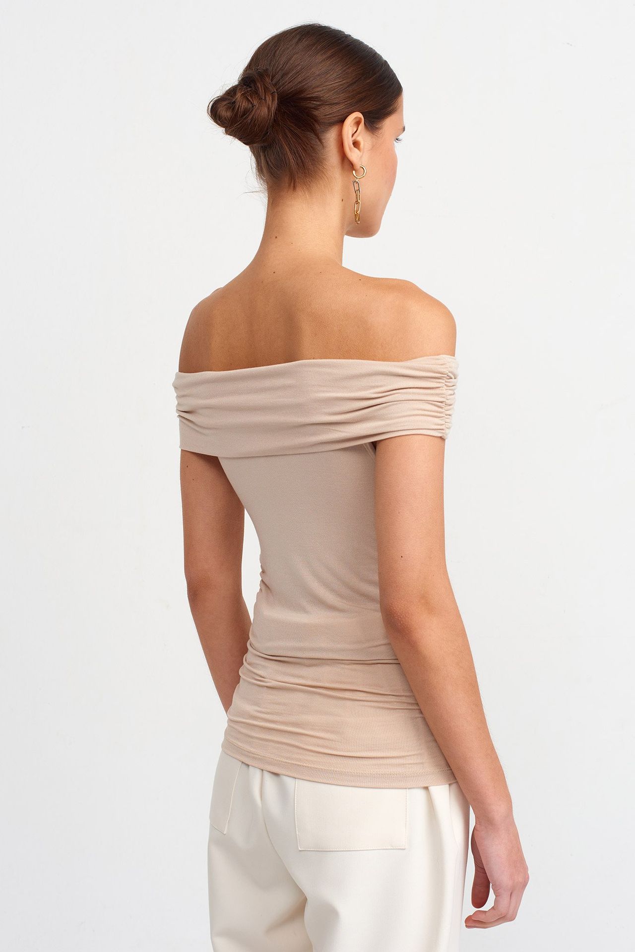 Off Shoulder Ruched Bodycon Top