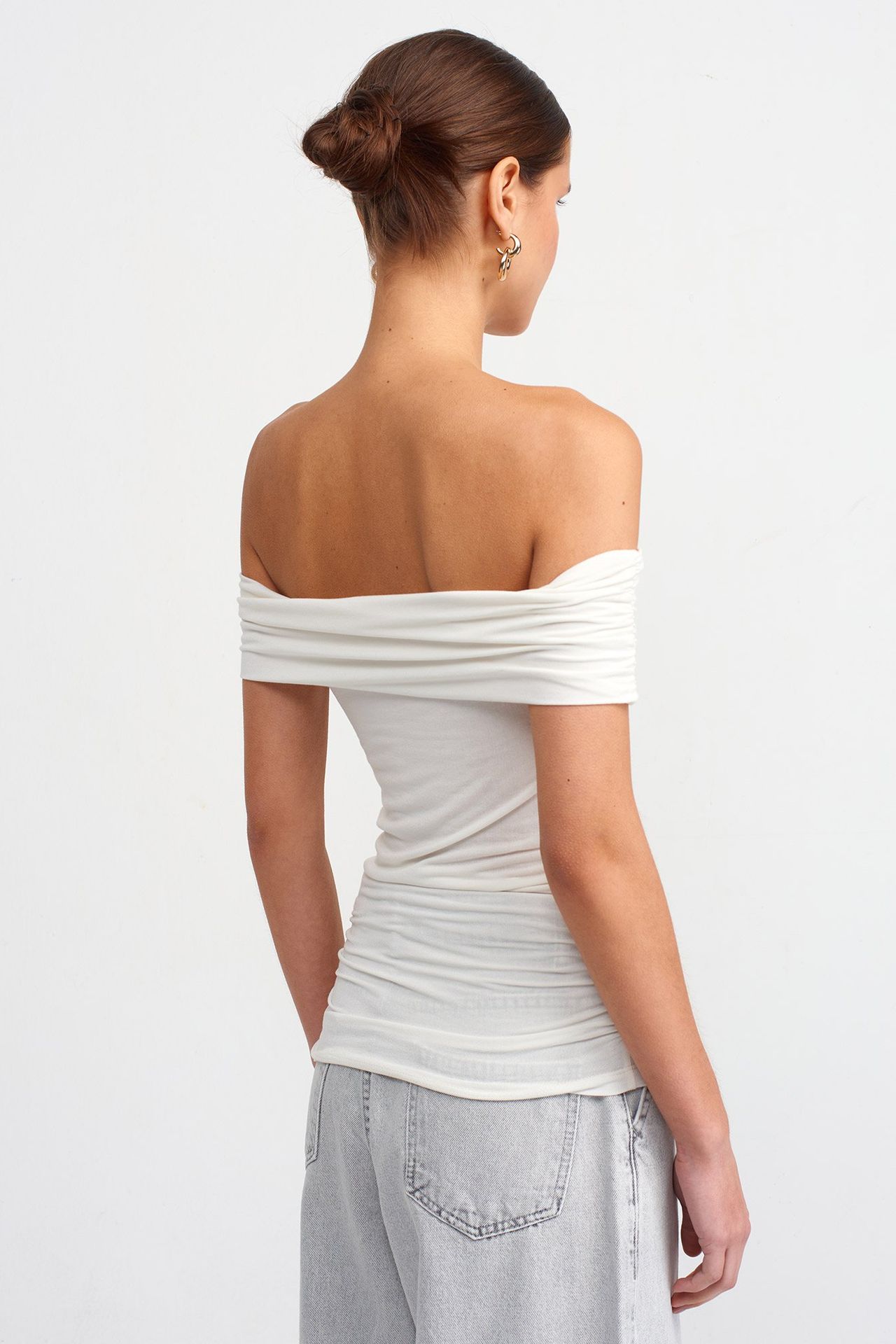 Off Shoulder Ruched Bodycon Top
