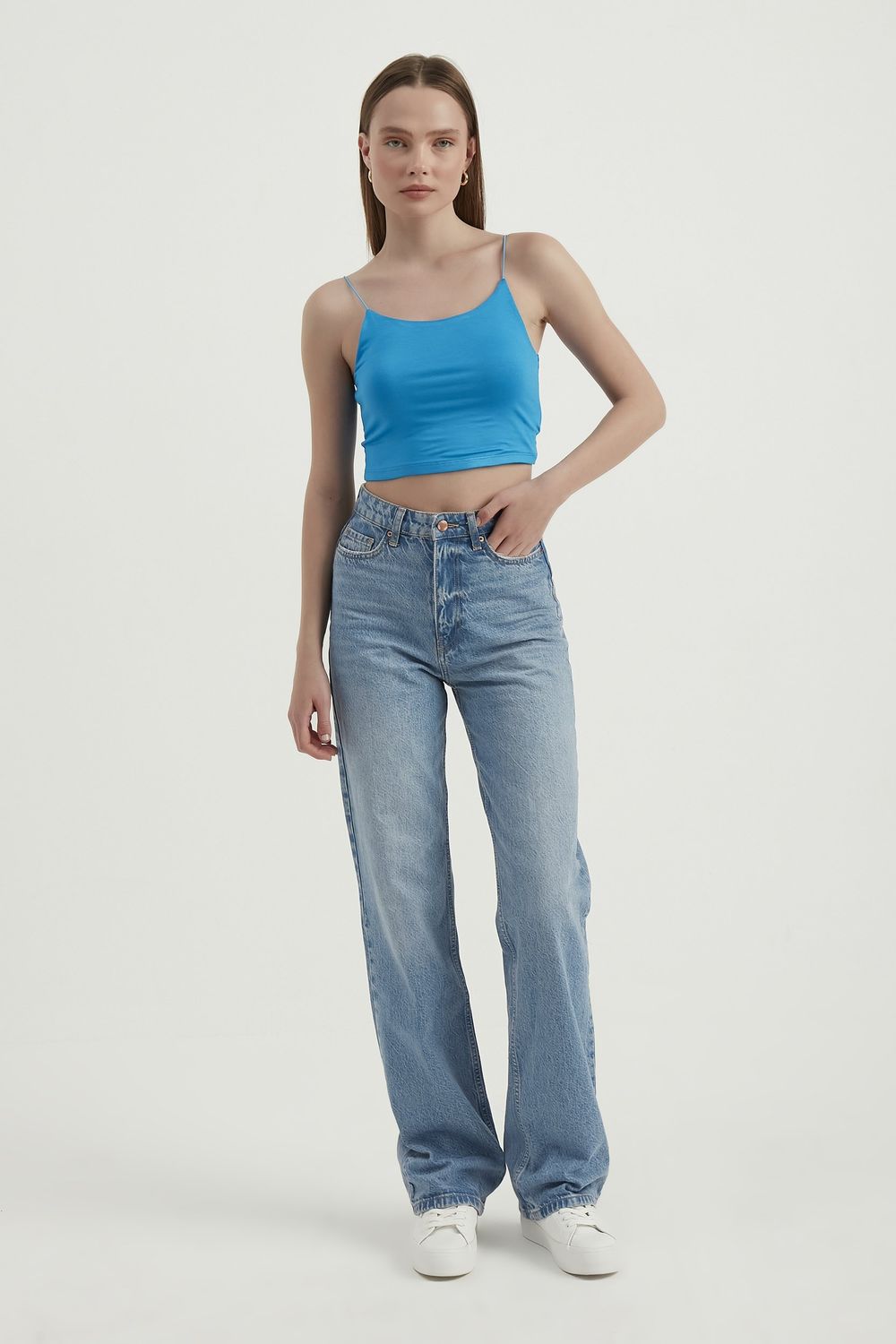 Spaghetti Strap Basic Cropped Cami Top 1