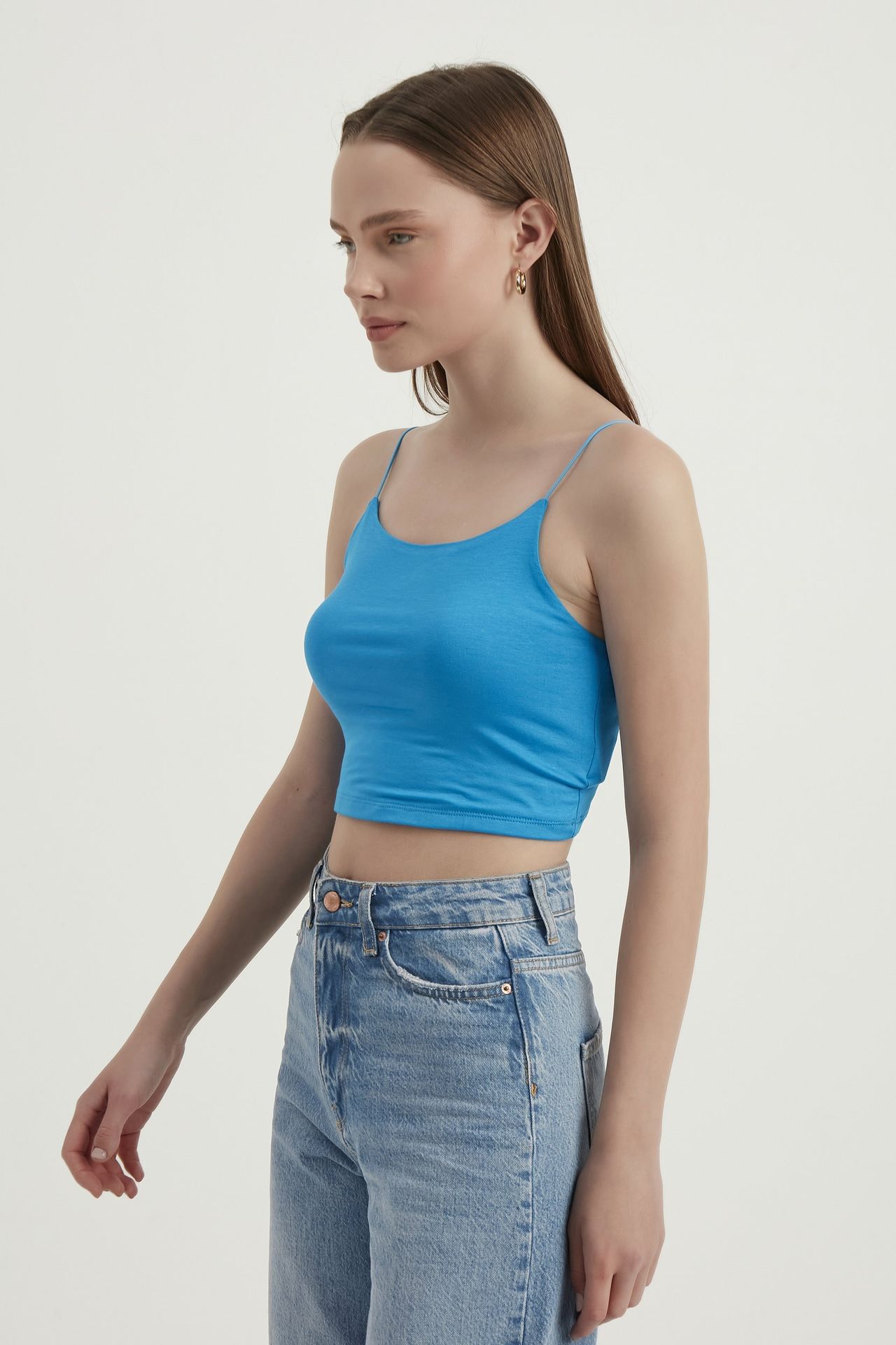 Spaghetti Strap Basic Cropped Cami Top