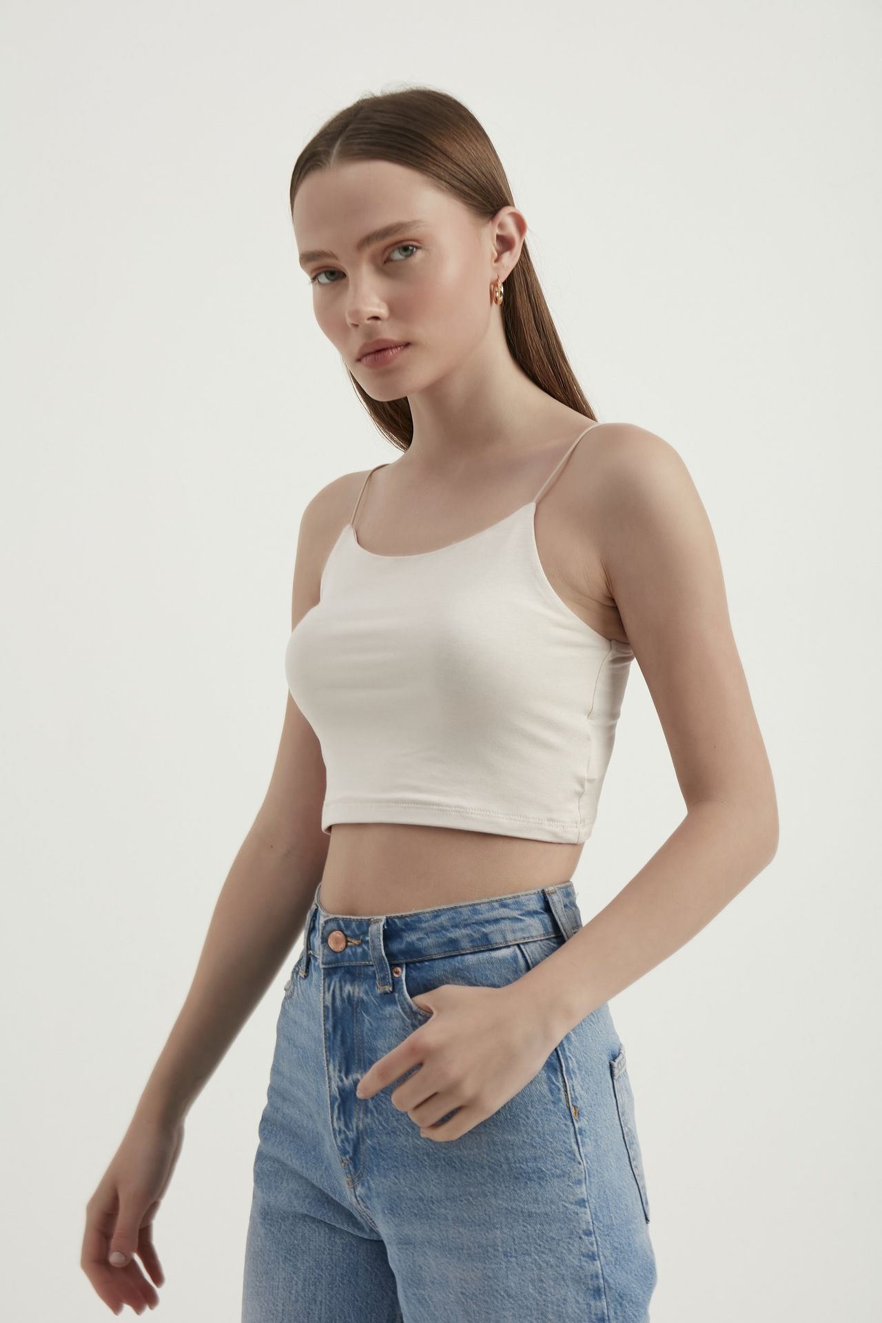 Spaghetti Strap Basic Cropped Cami Top