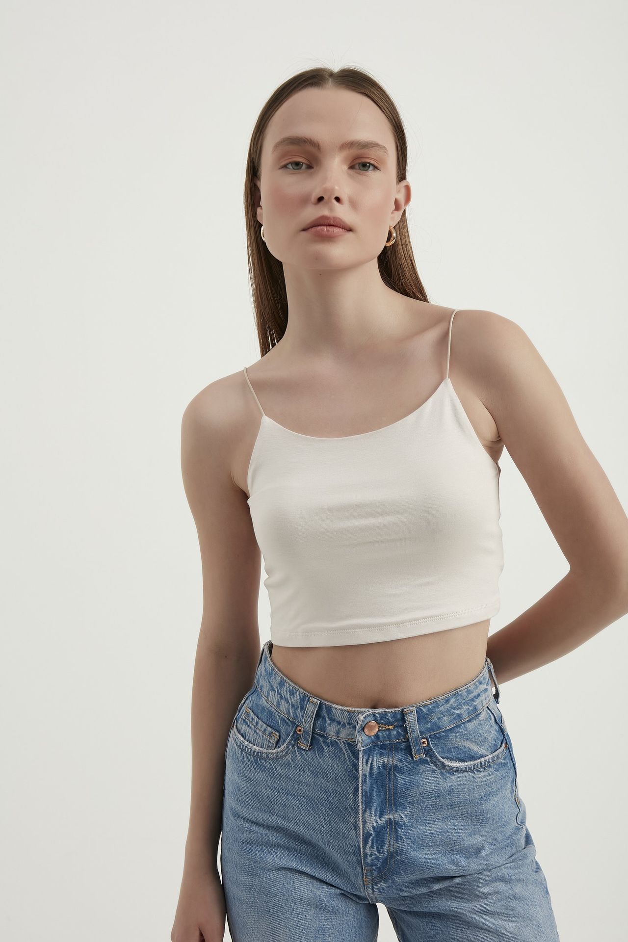 Spaghetti Strap Basic Cropped Cami Top