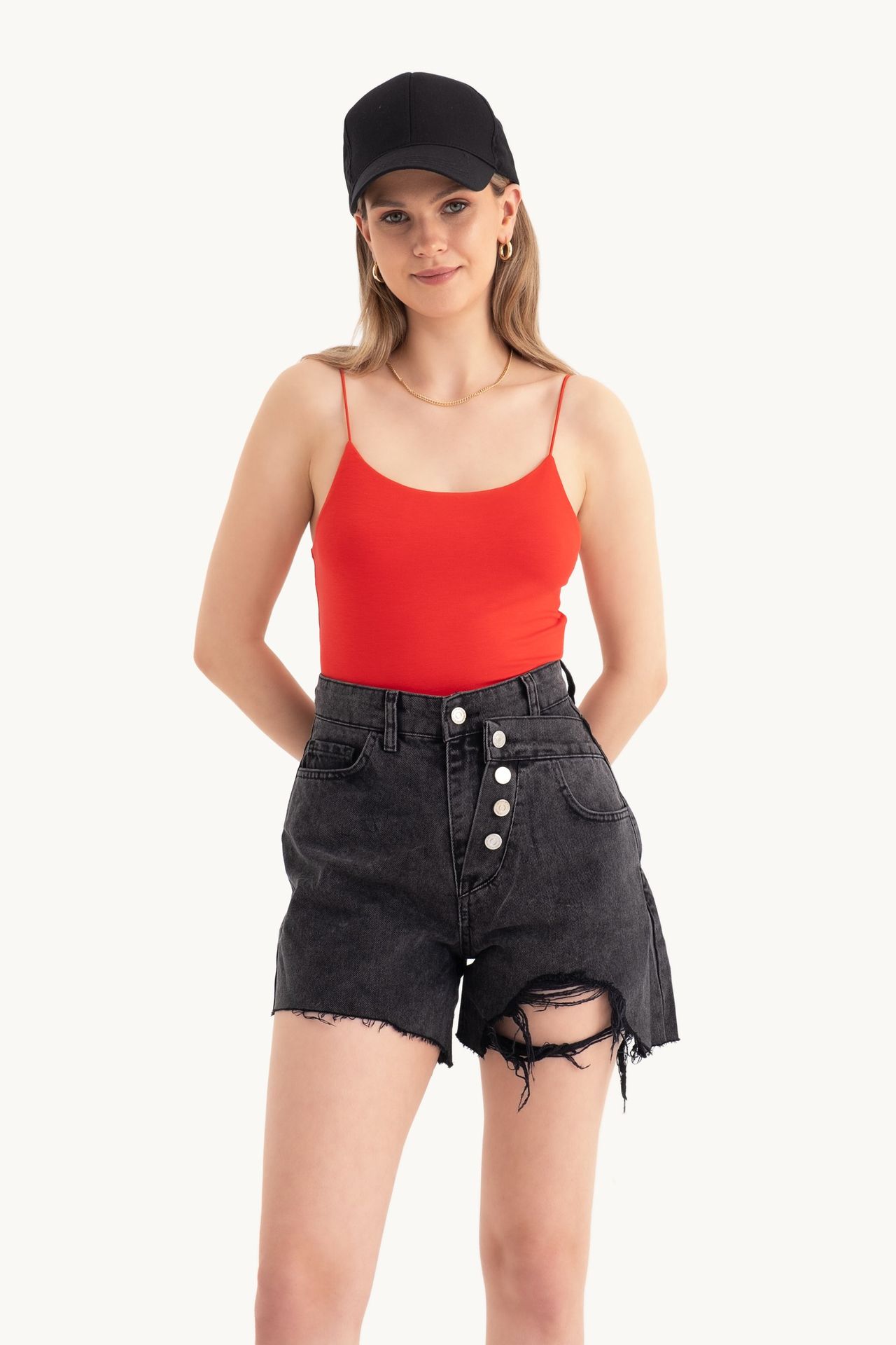 Spaghetti Strap Basic Cropped Cami Top