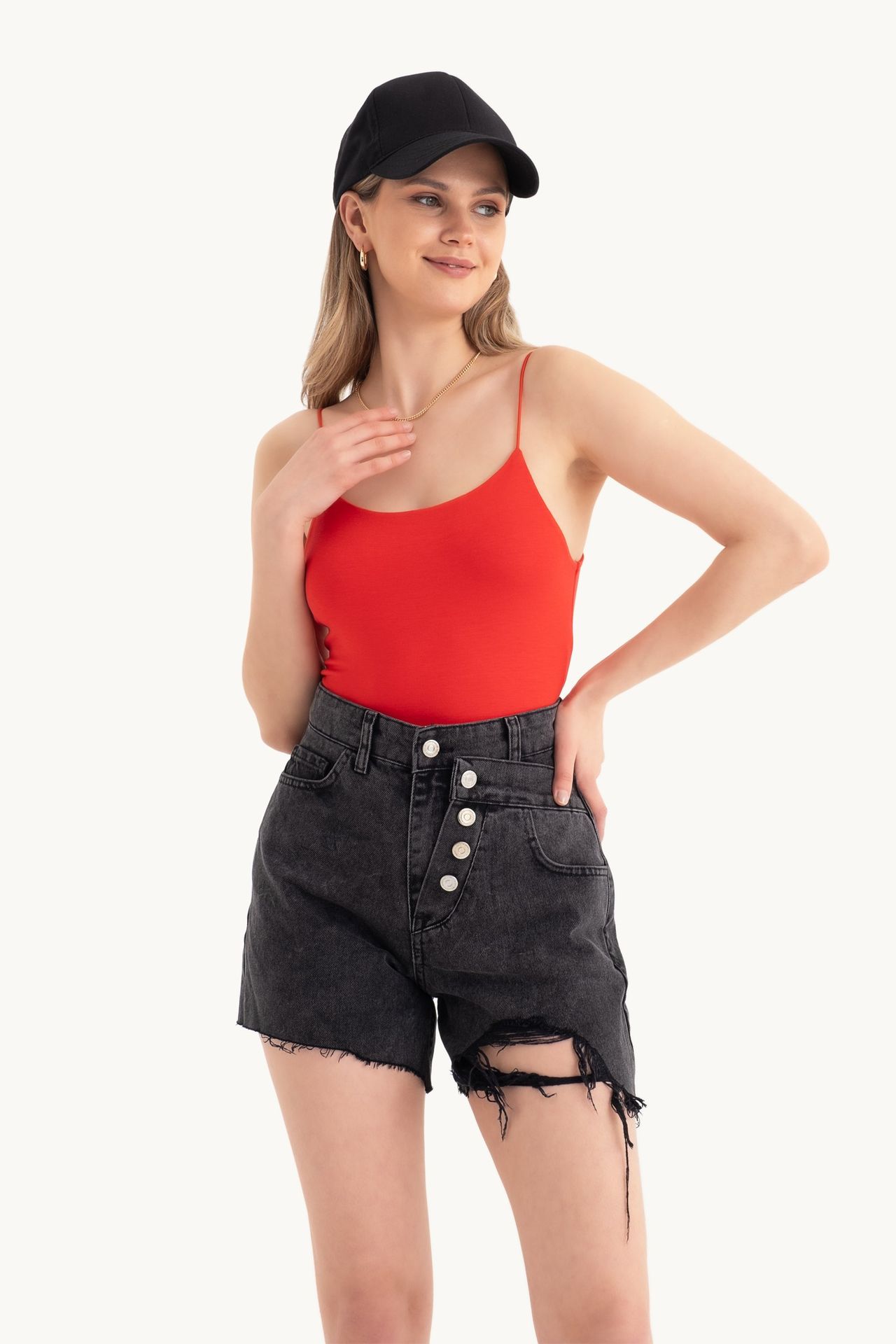 Spaghetti Strap Basic Cropped Cami Top