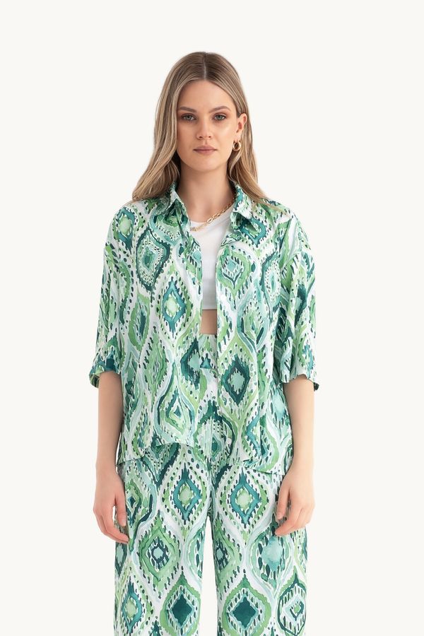 Satin Relaxed Short Sleeve Boho Shirt 1