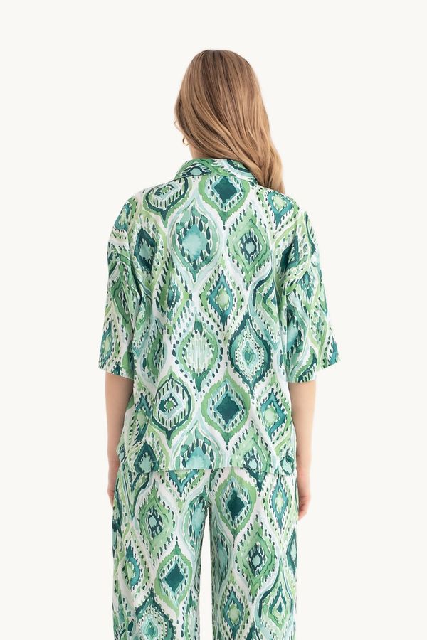 Satin Relaxed Short Sleeve Boho Shirt 2