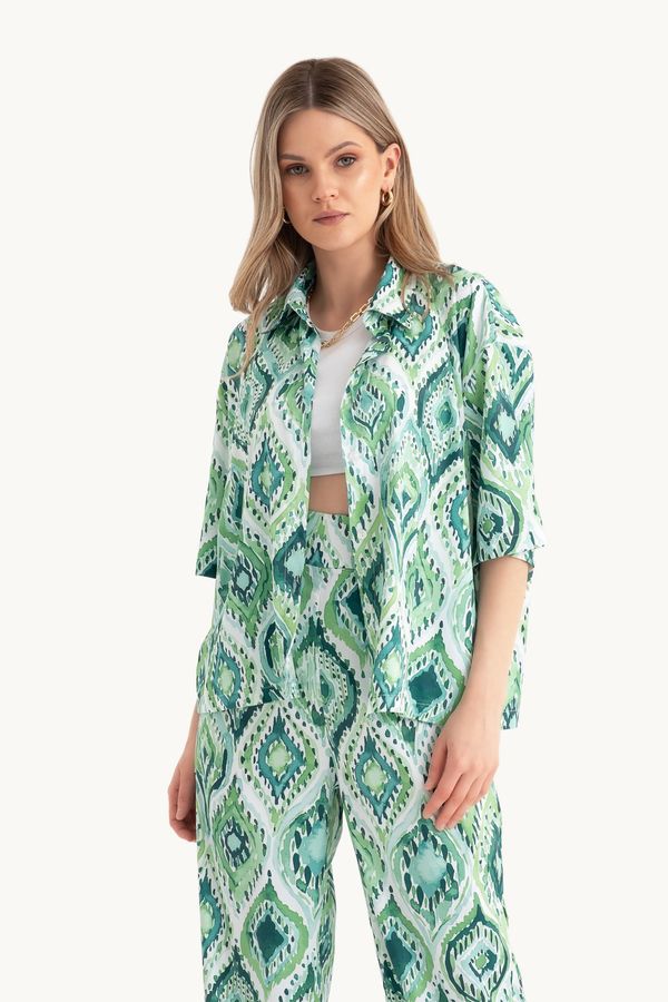 Satin Relaxed Short Sleeve Boho Shirt 3