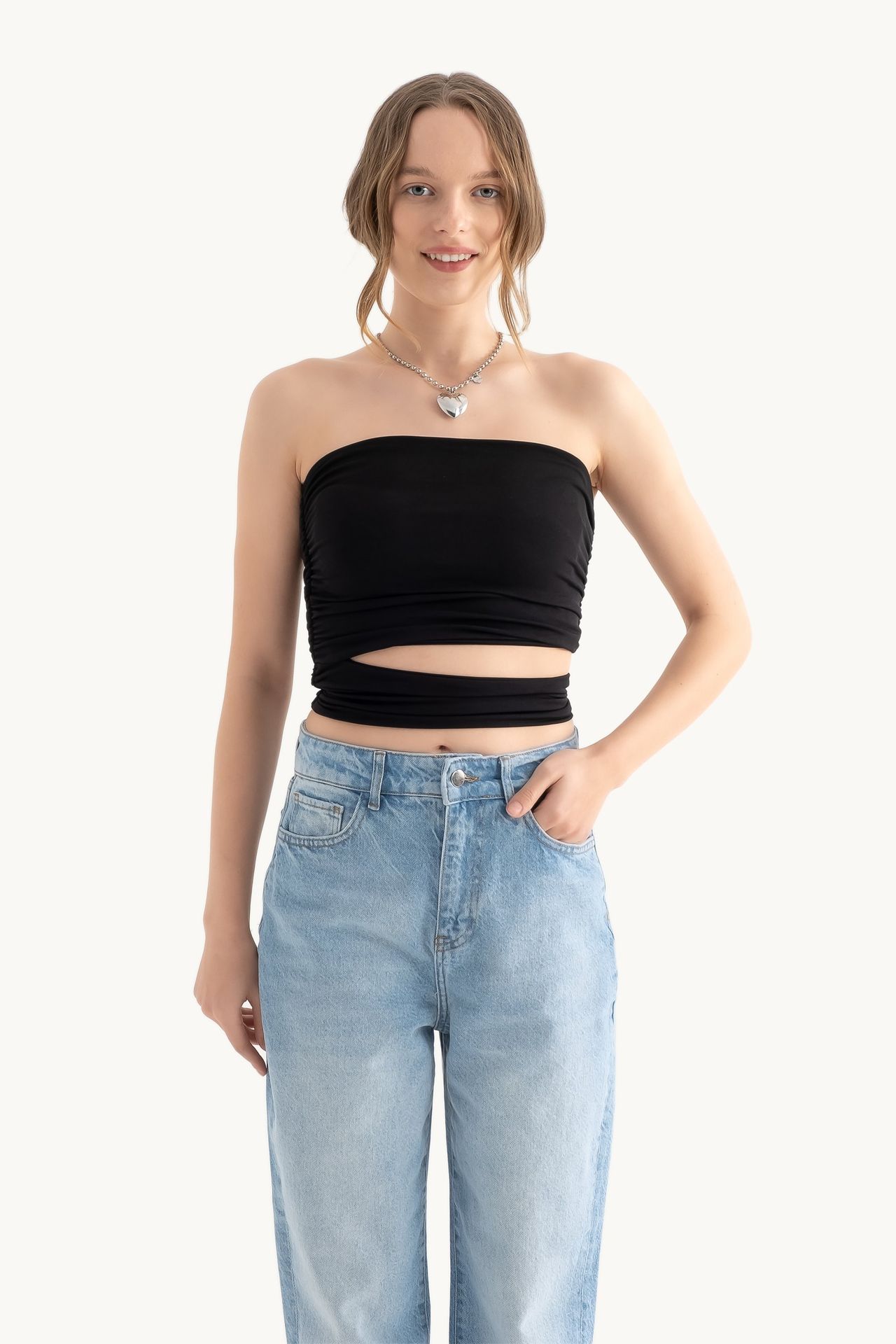 Strapless Cut Out Bandeau Top