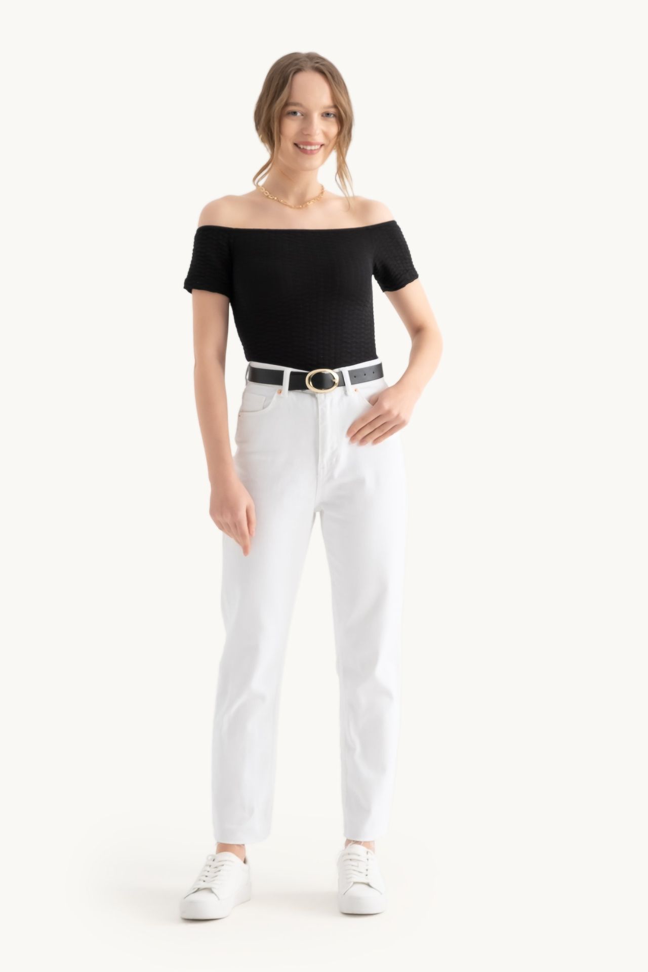 Off Shoulder Short Sleeve Crop Top