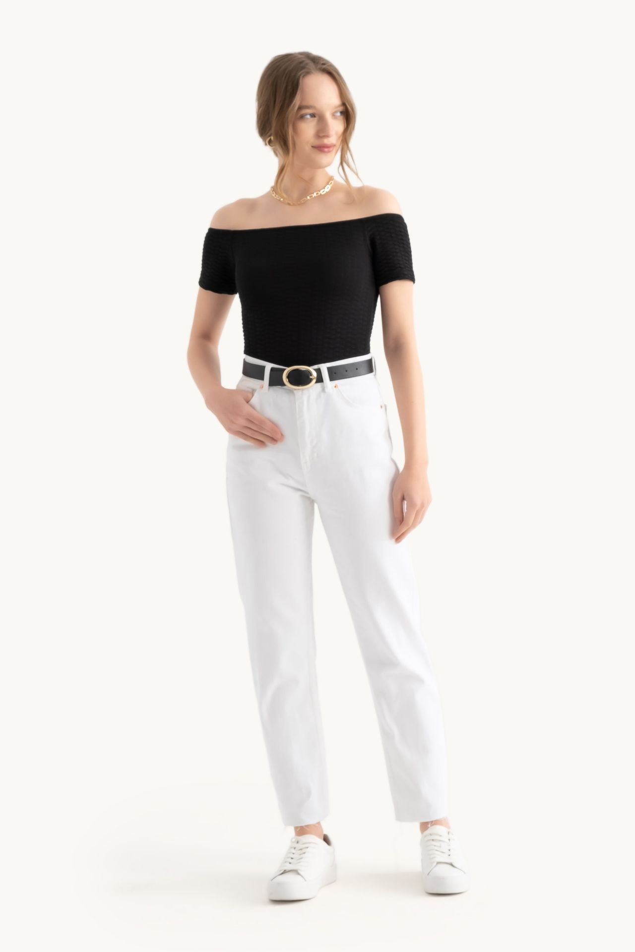 Off Shoulder Short Sleeve Crop Top