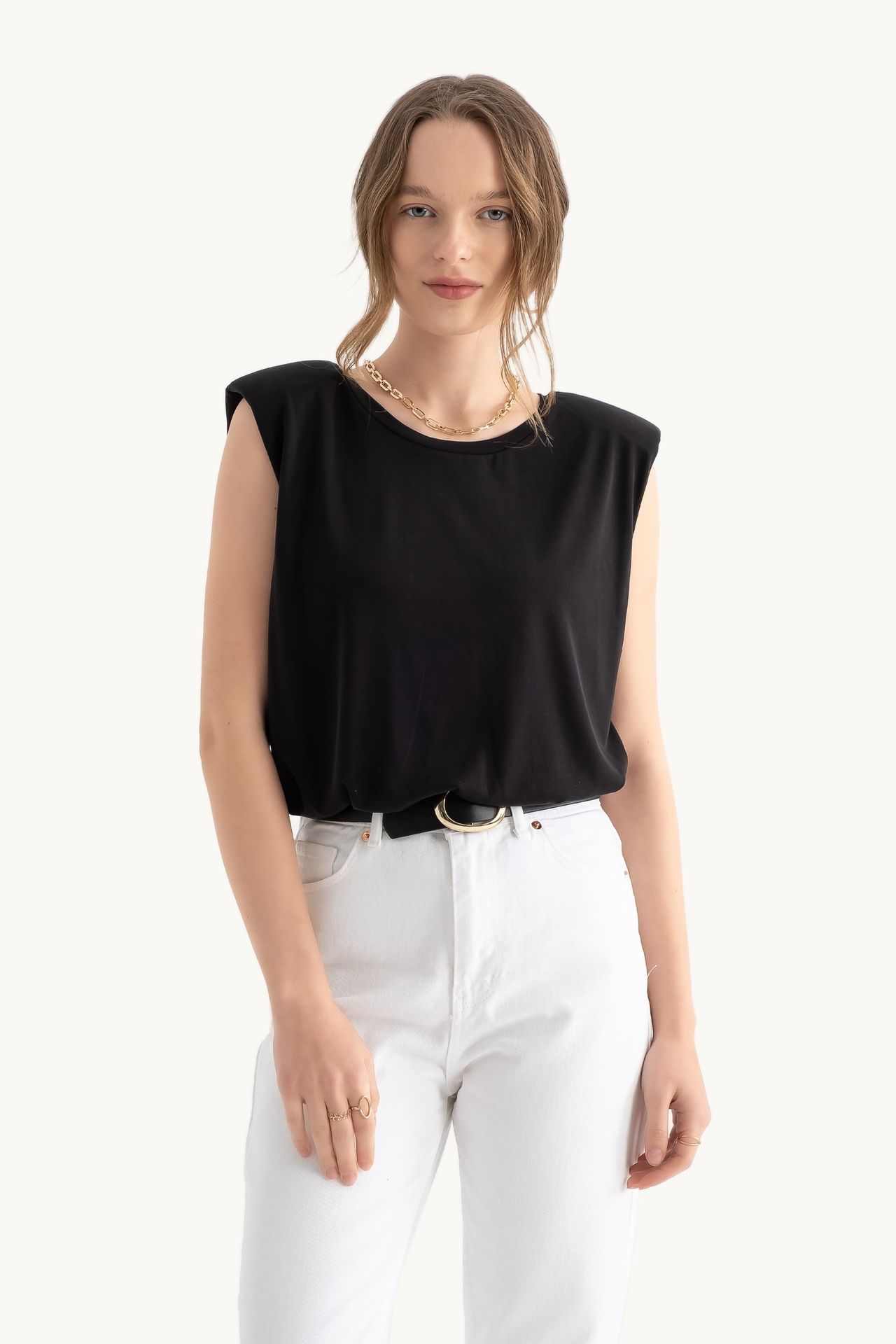 Round Neck Raw Edge Sleeveless Tank Top