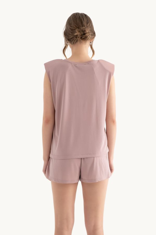 Yuvarlak Yakalı Ham Kenar Kolsuz Tank Top 4