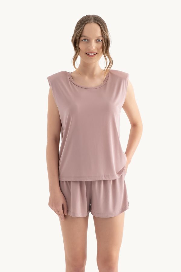 Yuvarlak Yakalı Ham Kenar Kolsuz Tank Top 1
