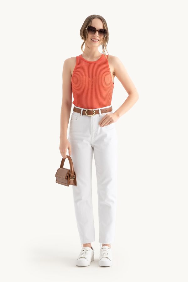 Round Neck Ribbed Mesh Tank Top 4