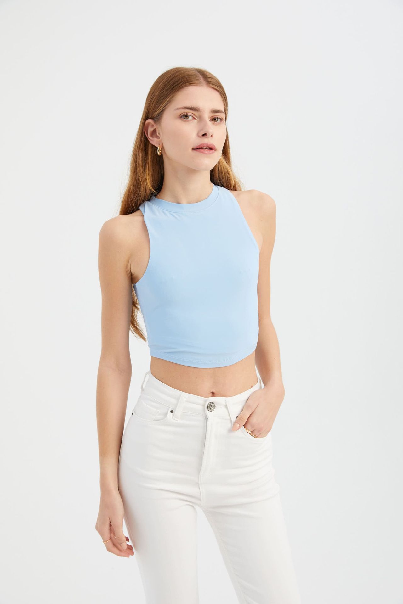 Halter Neck Crop Top with a Back Cut out