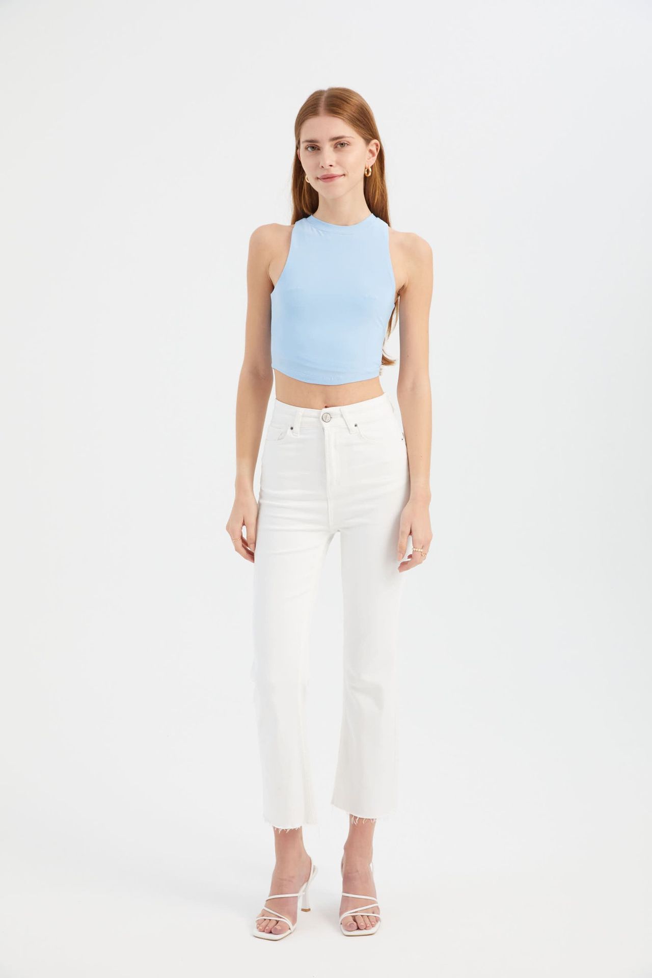 Halter Neck Crop Top with a Back Cut out