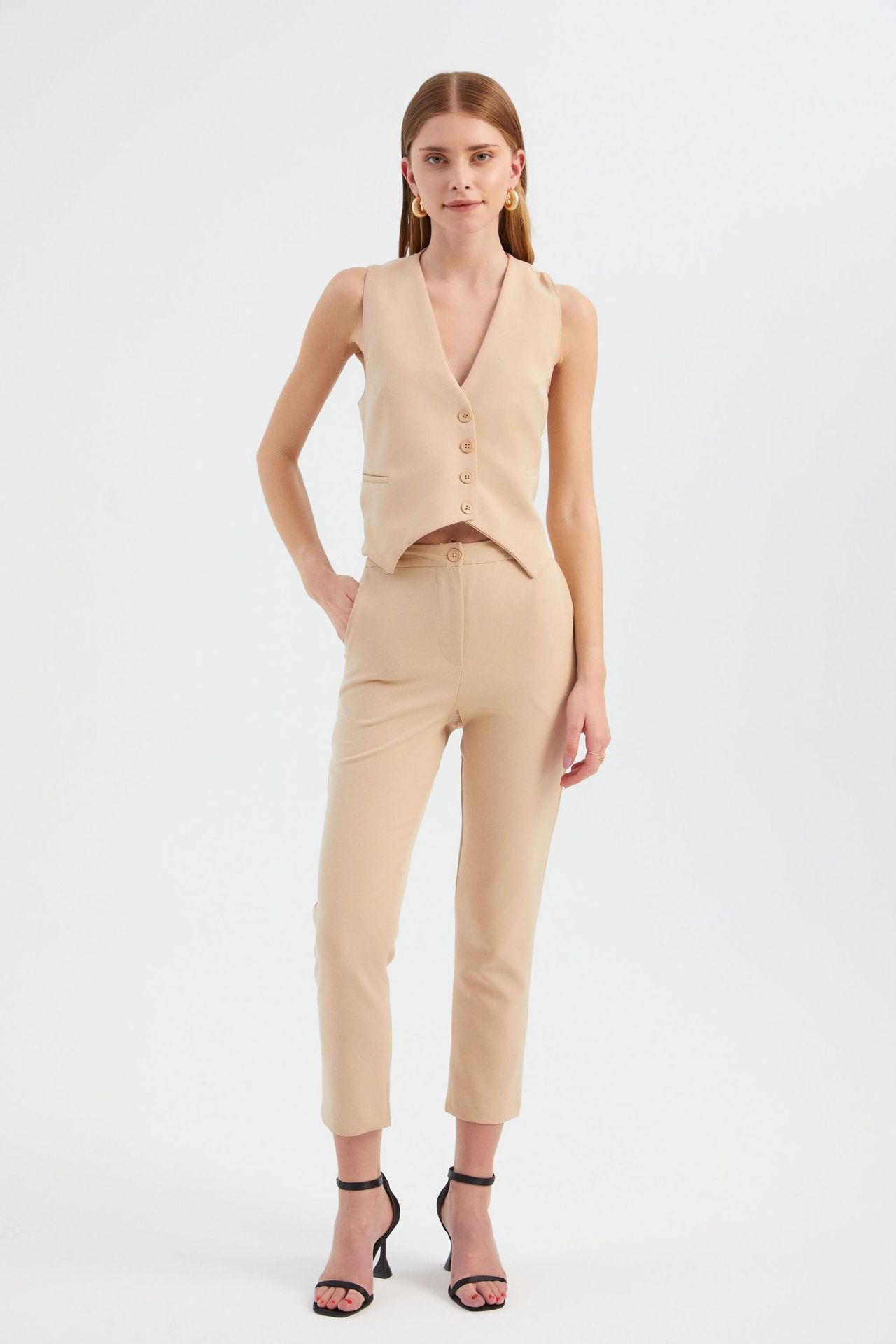 V Neck Buttoned Waistcoat
