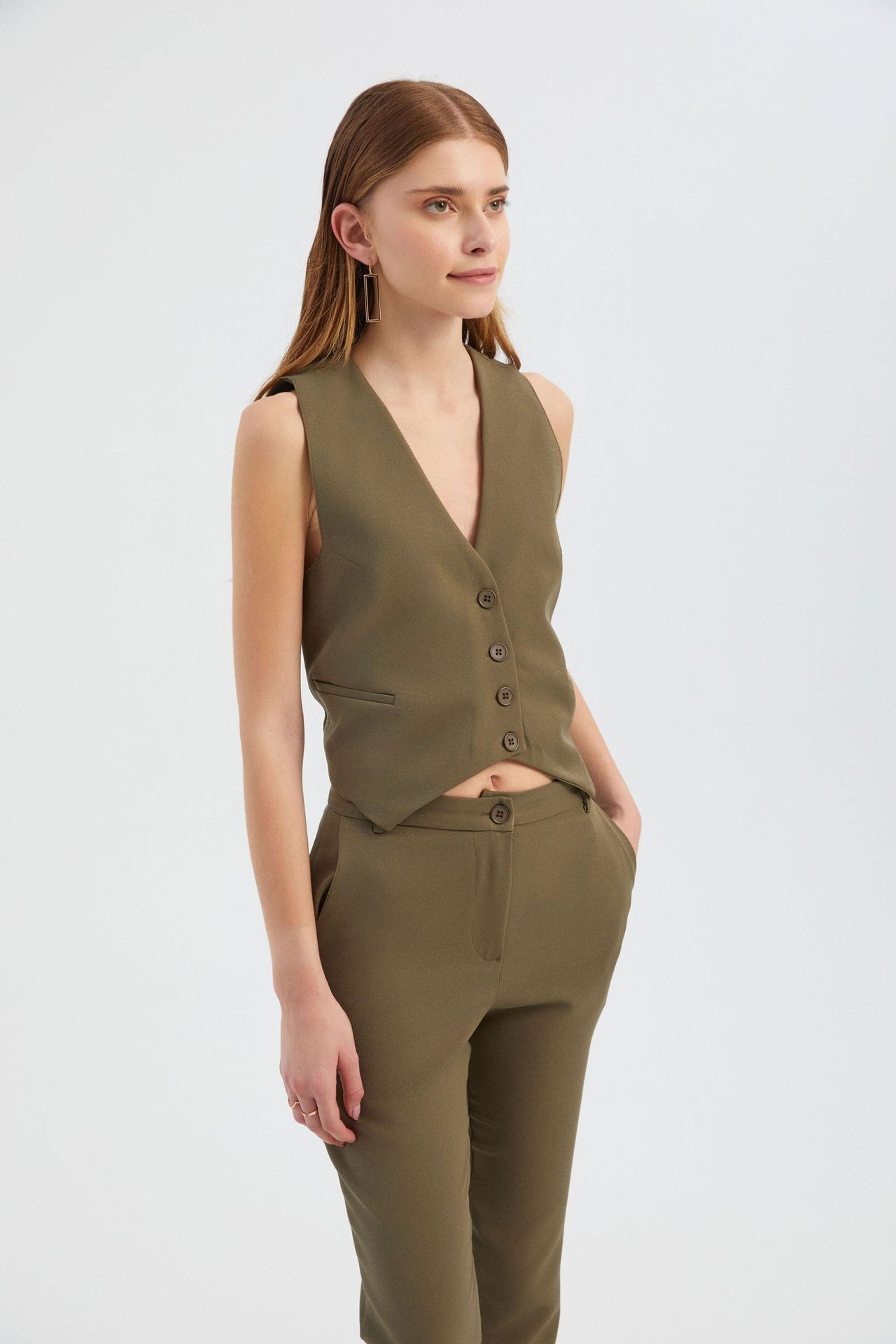V Neck Buttoned Waistcoat