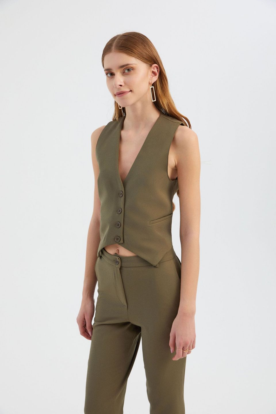 V Neck Buttoned Waistcoat