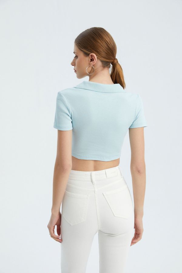 V Neck Polo Crop Top 4