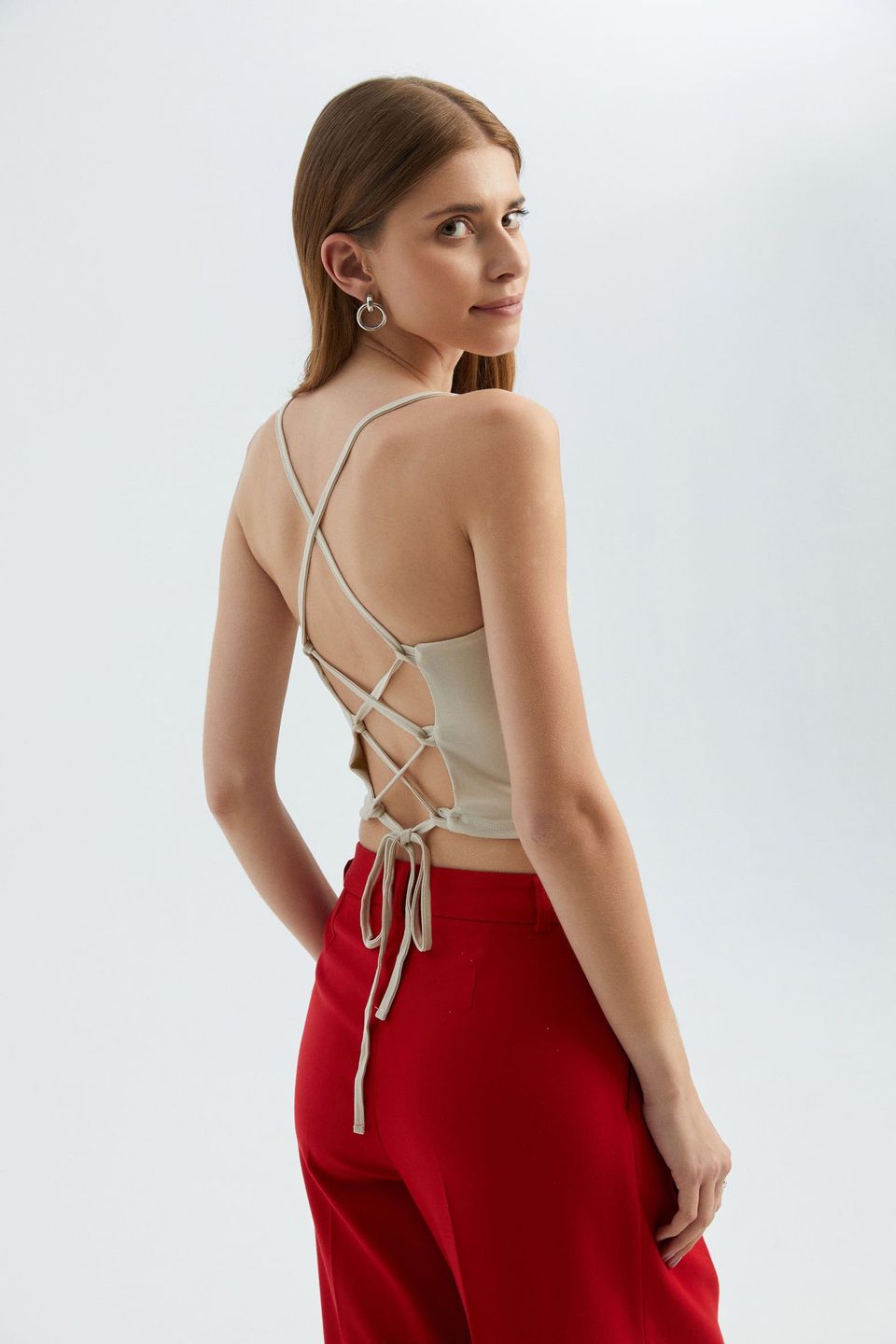 Spaghetti Strap Cami Top with a Back Detail