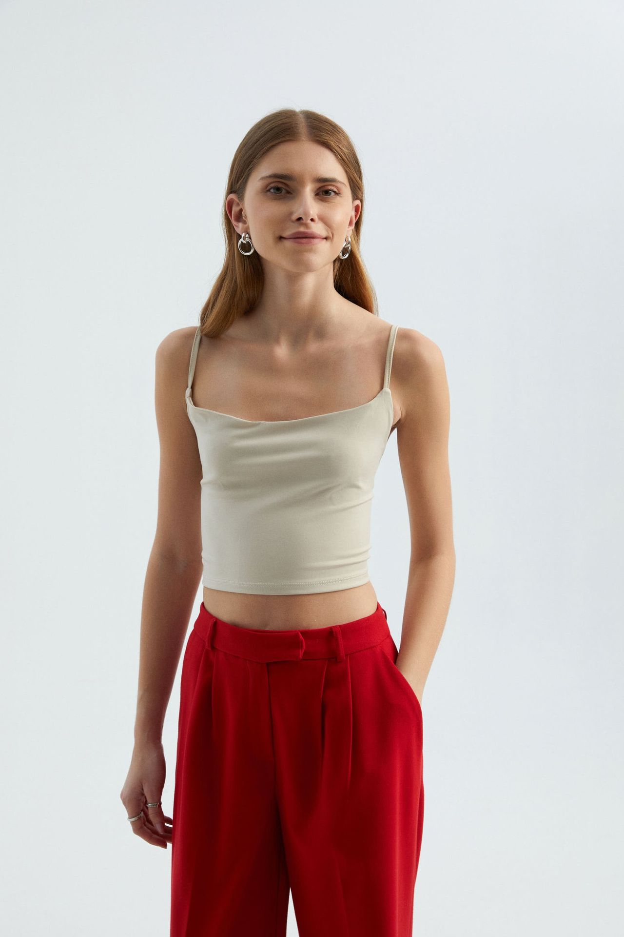 Spaghetti Strap Cami Top with a Back Detail