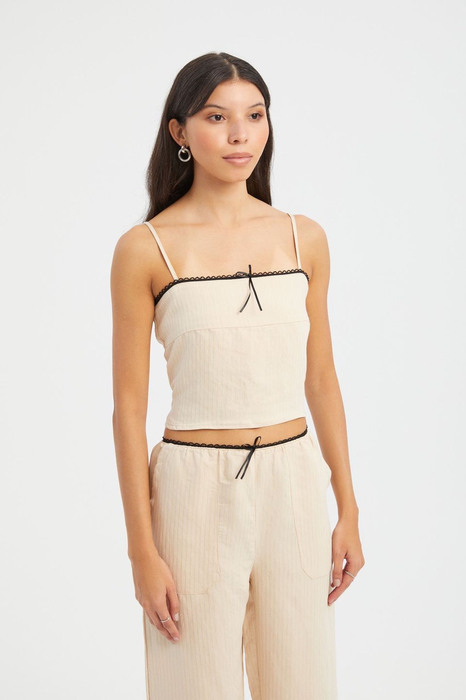 Striped Square Neck Strappy Cropped Top 4