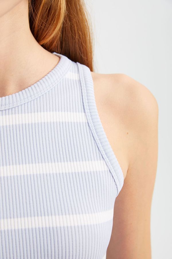 Çizgili Bisiklet Yaka Crop Top 4