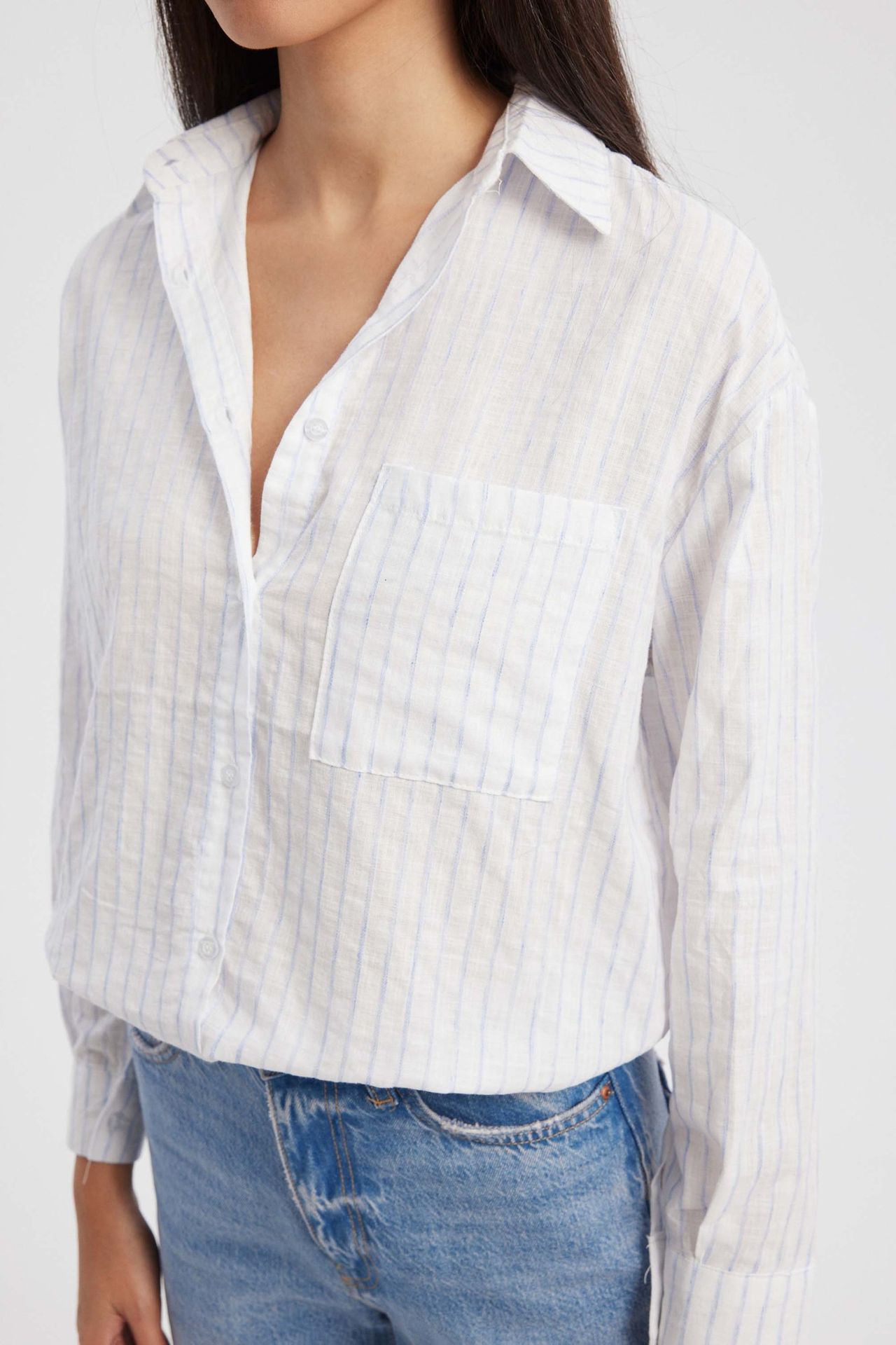 Striped Pocket Tie Back Shirt