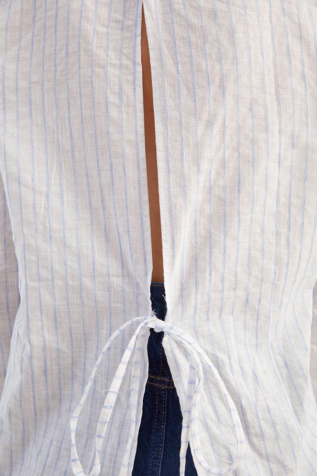 Striped Pocket Tie Back Shirt