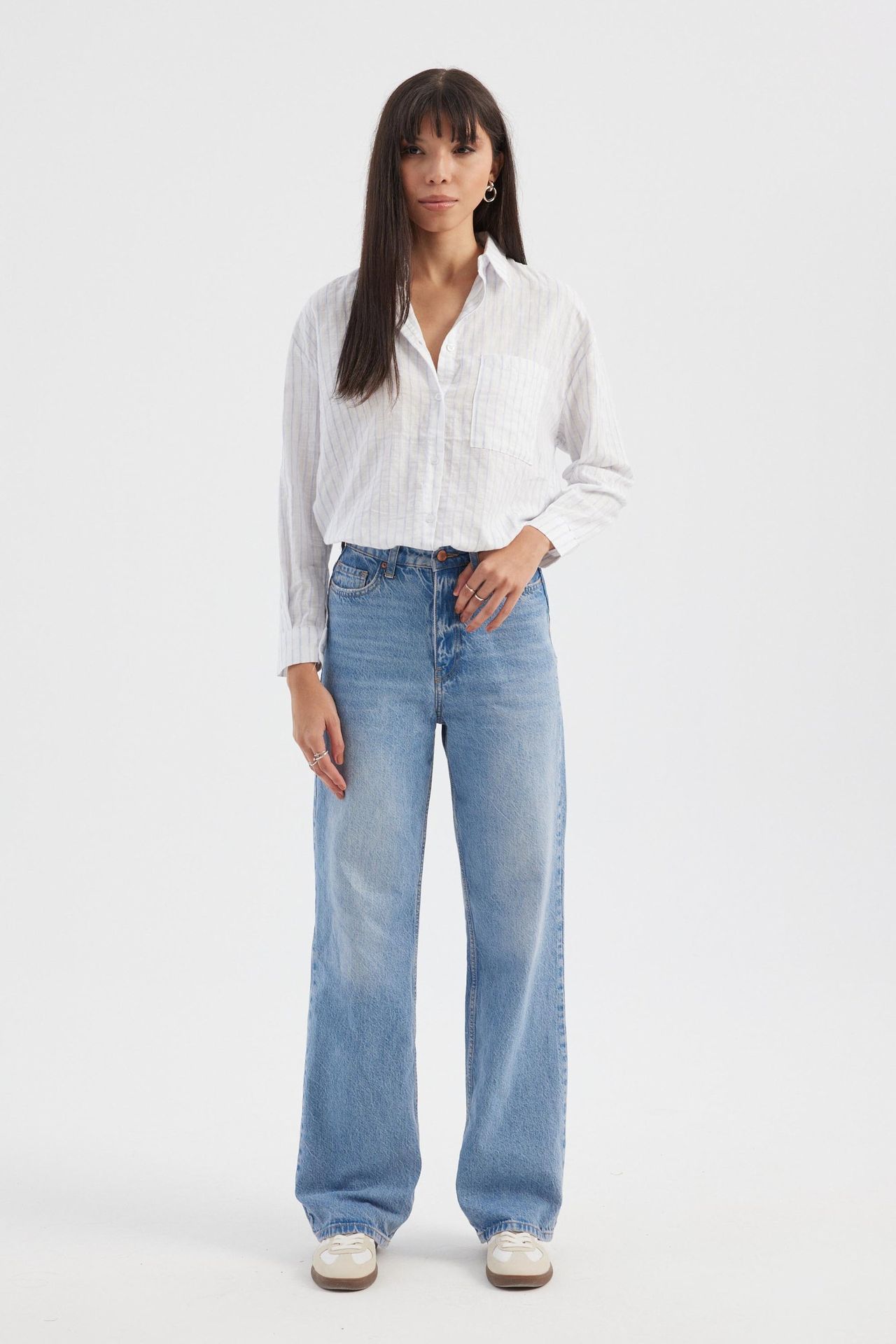 Striped Pocket Tie Back Shirt