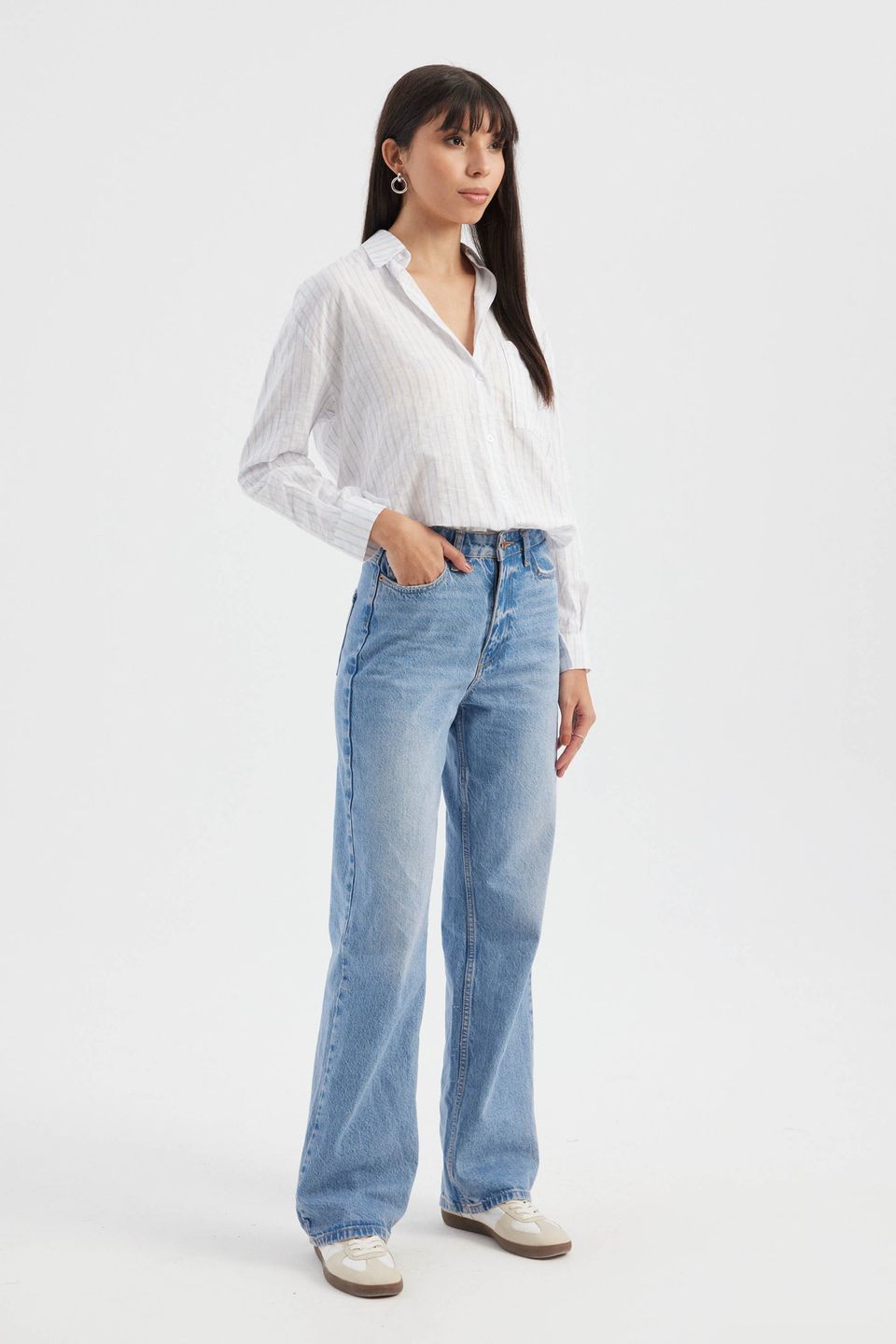 Striped Pocket Tie Back Shirt