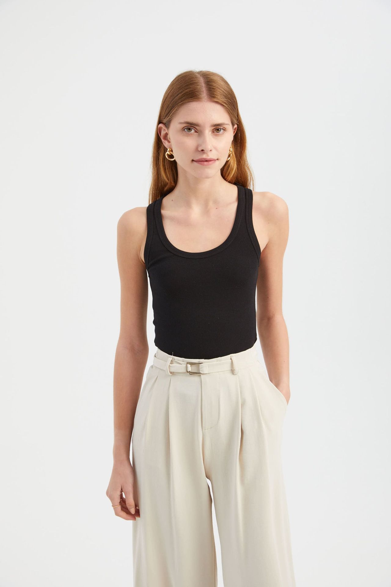 Solid Round Neck Basic Cami Top