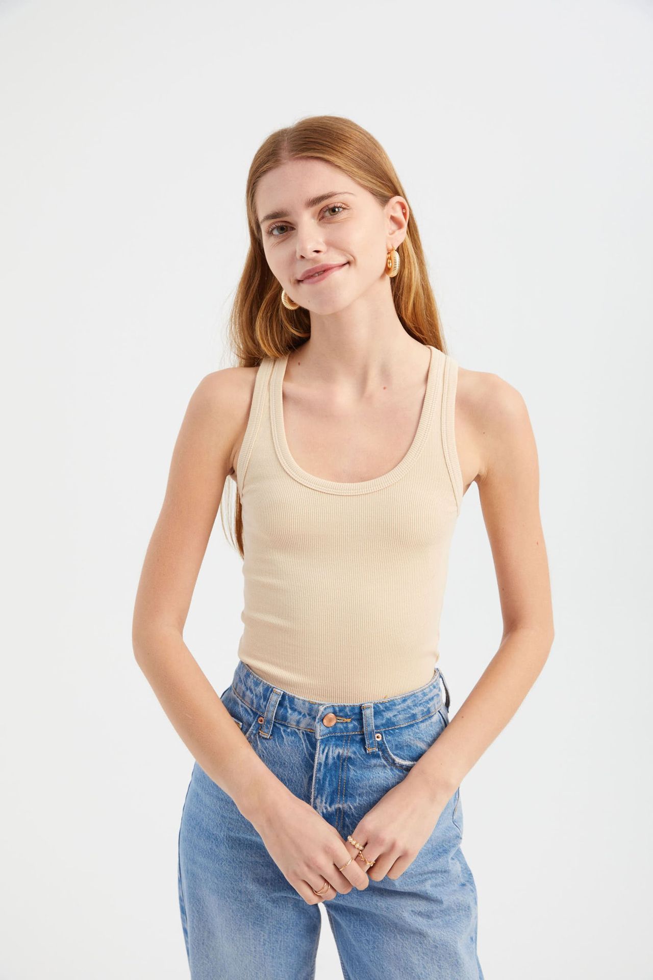 Solid Round Neck Basic Cami Top