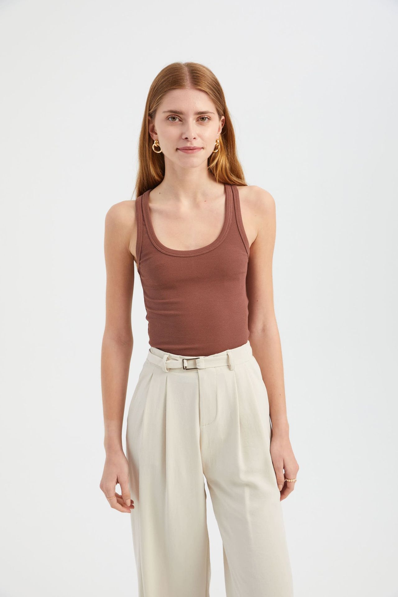 Solid Round Neck Basic Cami Top