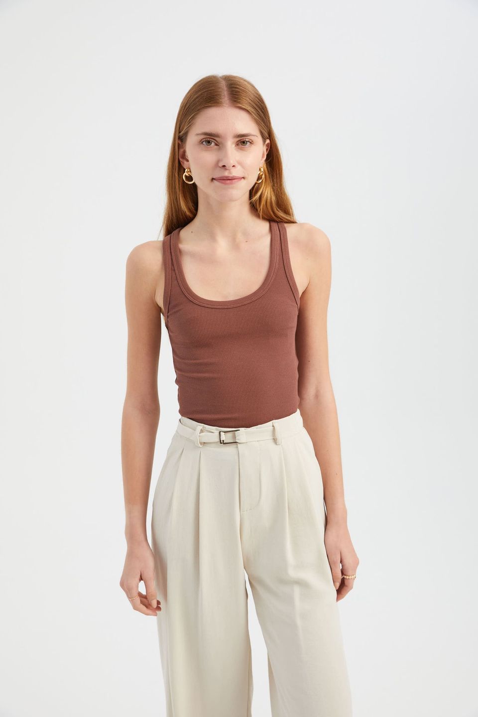 Solid Round Neck Basic Cami Top