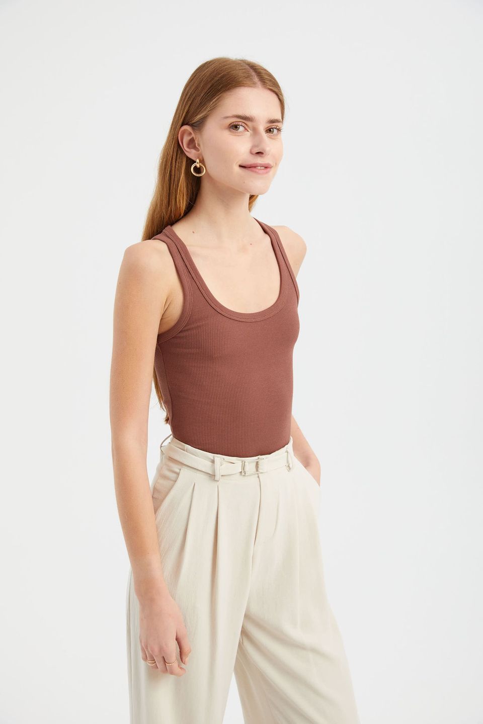 Solid Round Neck Basic Cami Top