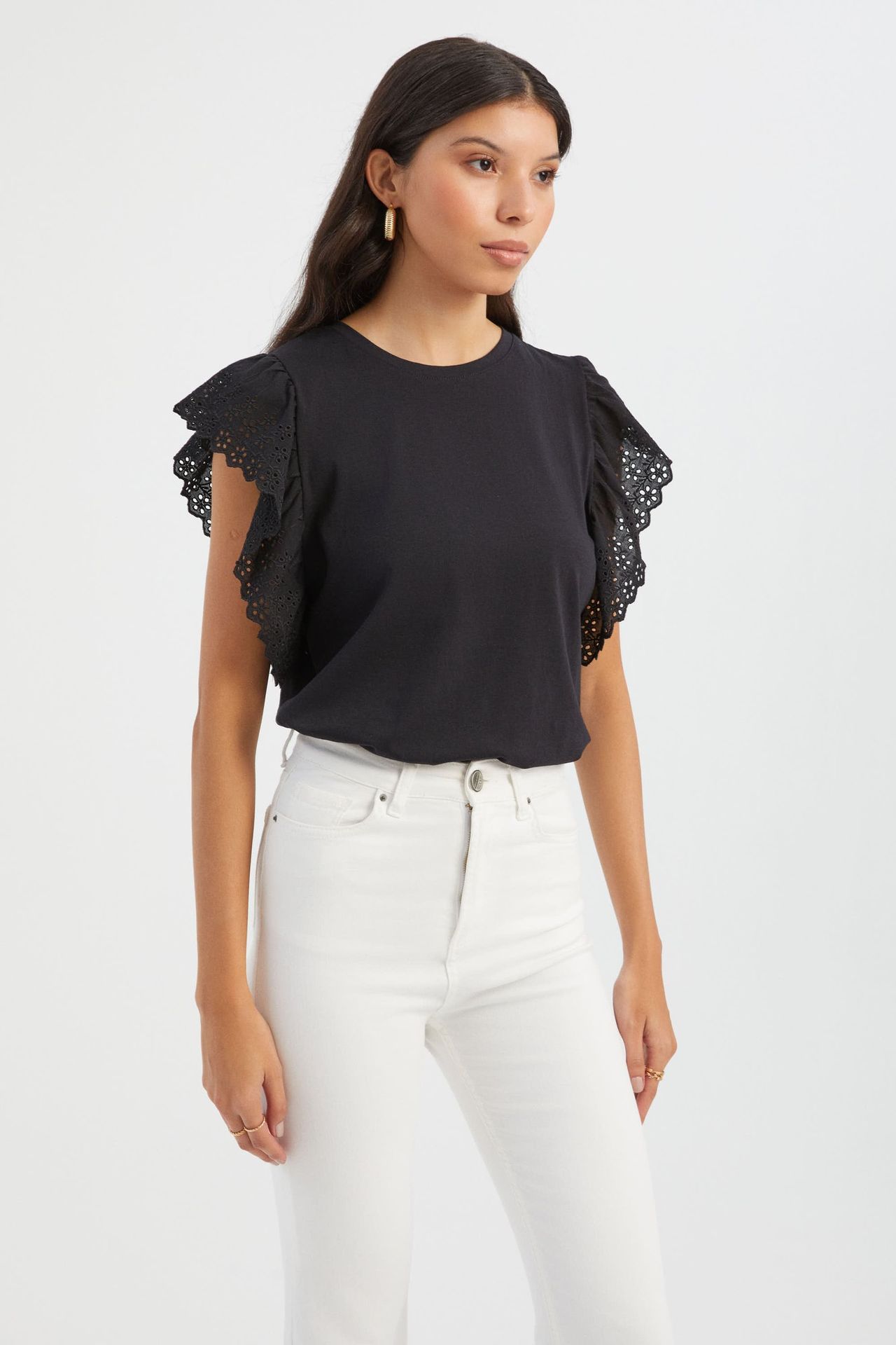 Round Neck Blouse with a Sleeve Detail